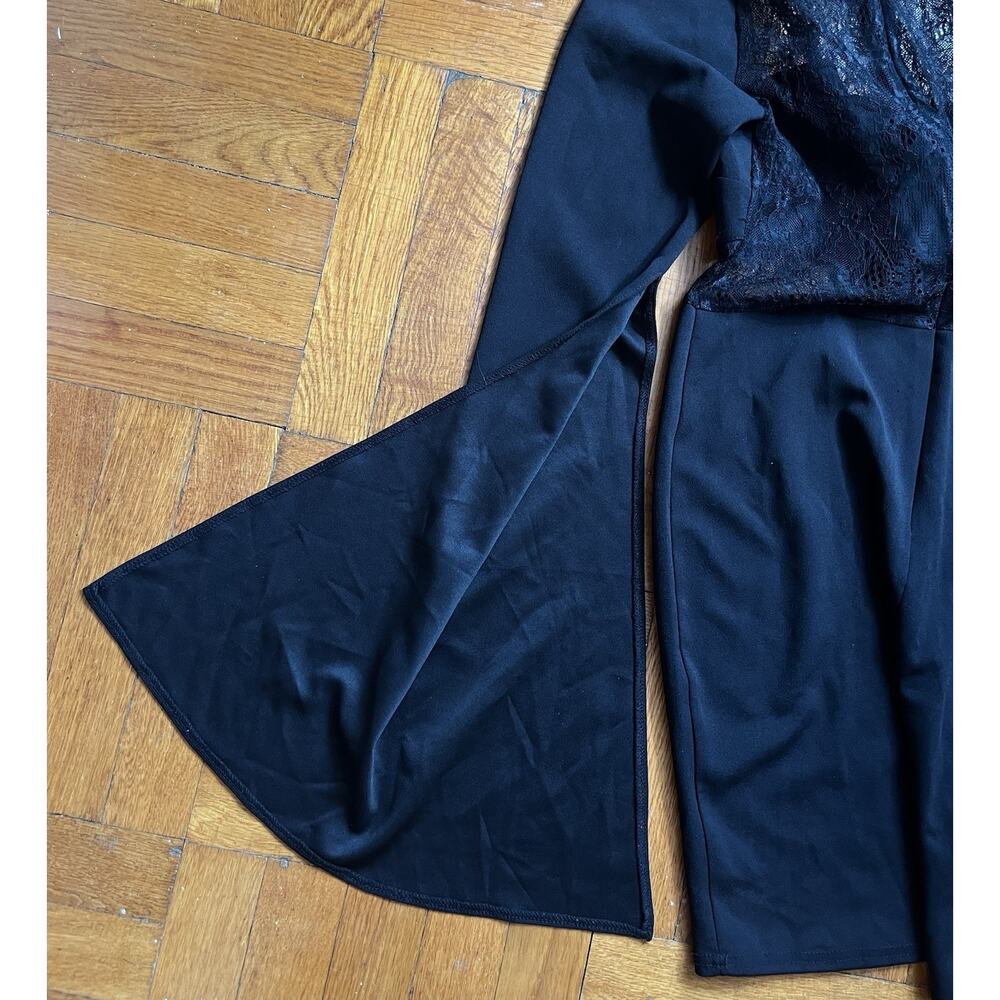 John Zack Tall Black Lace Dress With Split Sleeves US 8 UK 12 Witchy Whimsigoth - Picture 3 of 13